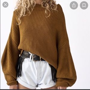 Free People Emmy Mock Neck Sweater in Untold Gold